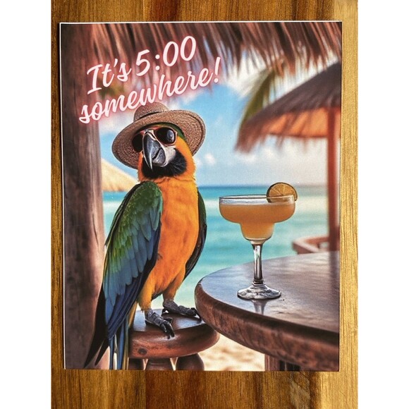 Jimmy Buffett It's 5:00 Somewhere Margaritaville Waterproof Sticker 8" Sticker - Picture 2 of 2
